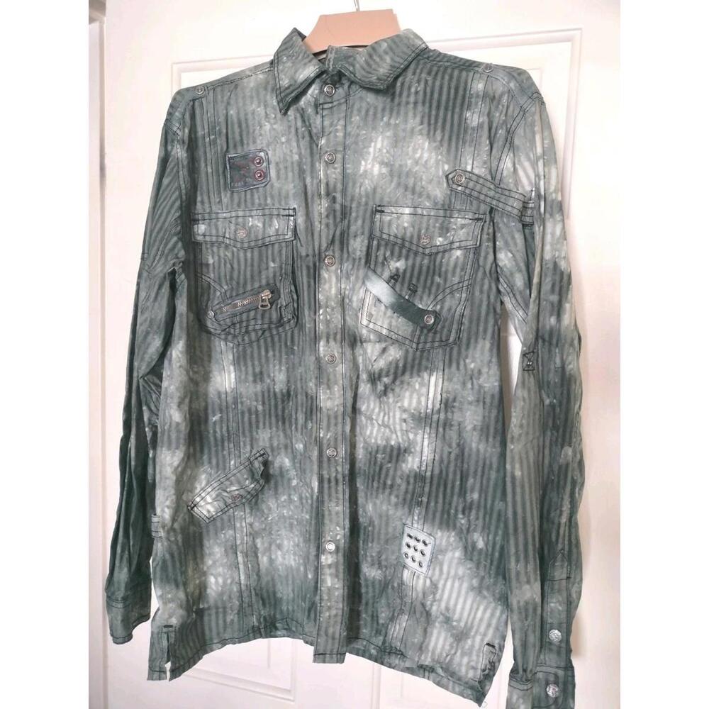 F.U.S.A.I.‎ Focus USA Acid Wash Utility Shirt - Men’s Large - Y2K Grunge Strwear